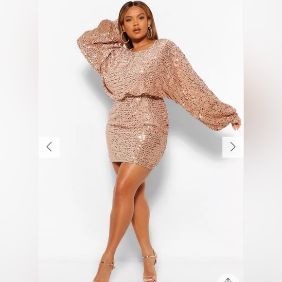 Boohoo Dresses & Skirts - Boohoo blouson sleeve sequin, mini dress